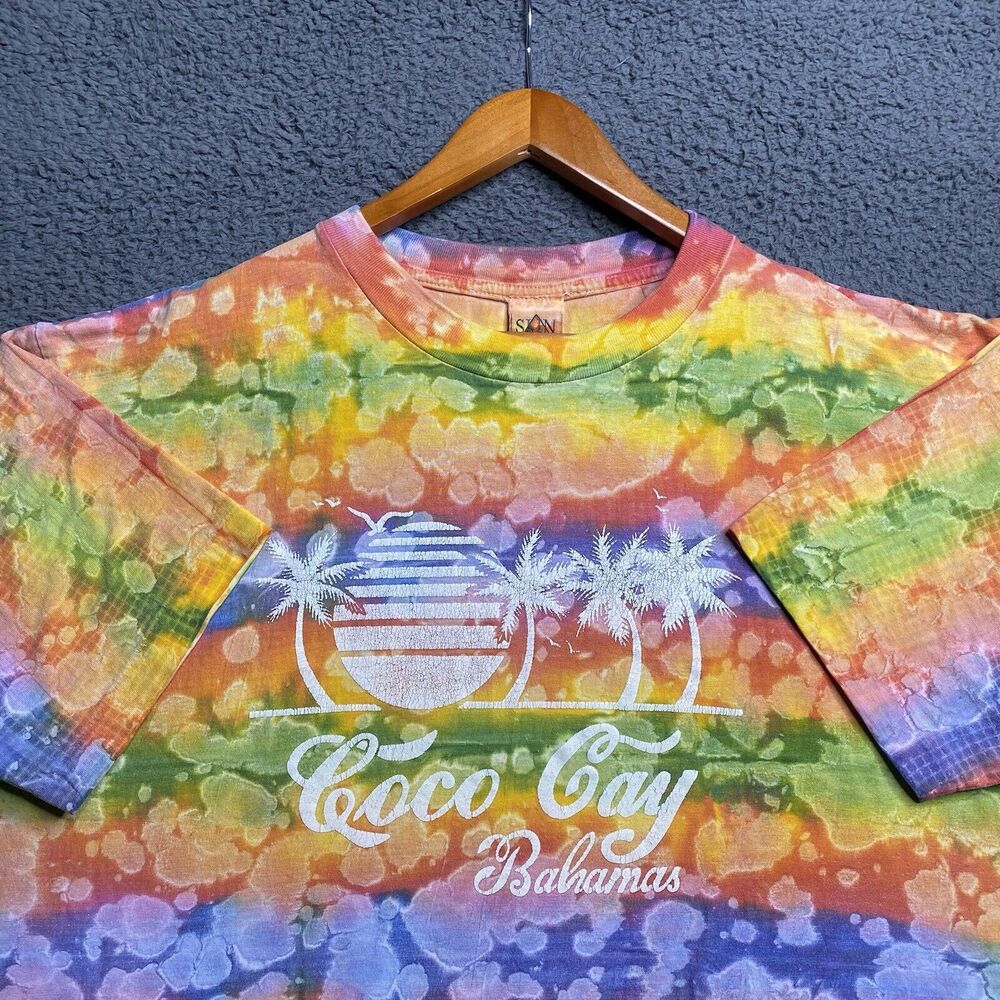 Vintage 90s Coca Cola Parody Tie Dye T-Shirt Mens 2XL Souvenir Bahamas
